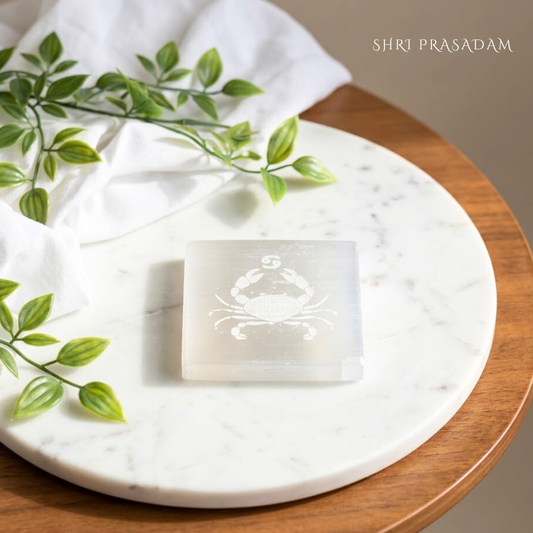 Cancer Zodiac Carved Selenite Plate