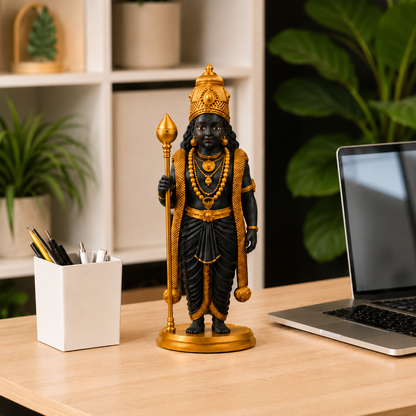 White & Gold Lord Murugan Statue for Home and Gifting
