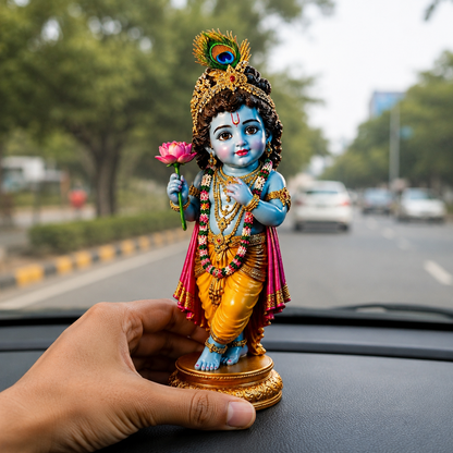 Little Krishna Idol With Lotus On Hand