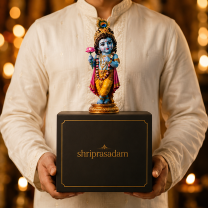Little Krishna Idol With Lotus On Hand