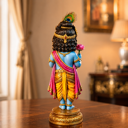Little Krishna Idol With Lotus On Hand