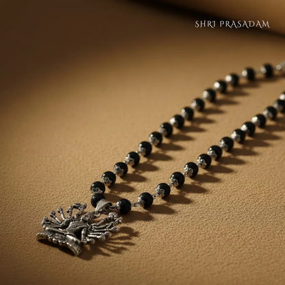 Durga Mata Pendant with Karungali (Ebony Wood) Mala