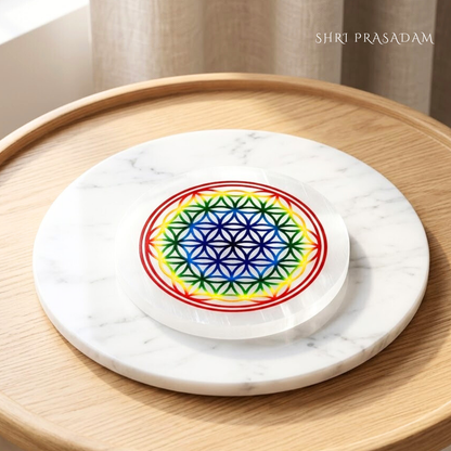 Flower of Life Selenite Charging Plate