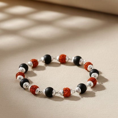 Rudraksha Karungali Bracelet Silver Plated
