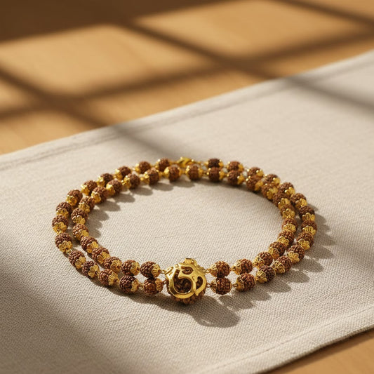 Gold-plated Rudraksha mala