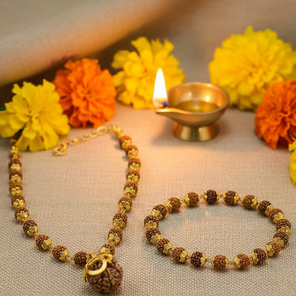 Gold-plated Rudraksha mala