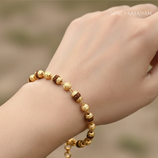 Gold Plated Rudraksha Bracelet for Men