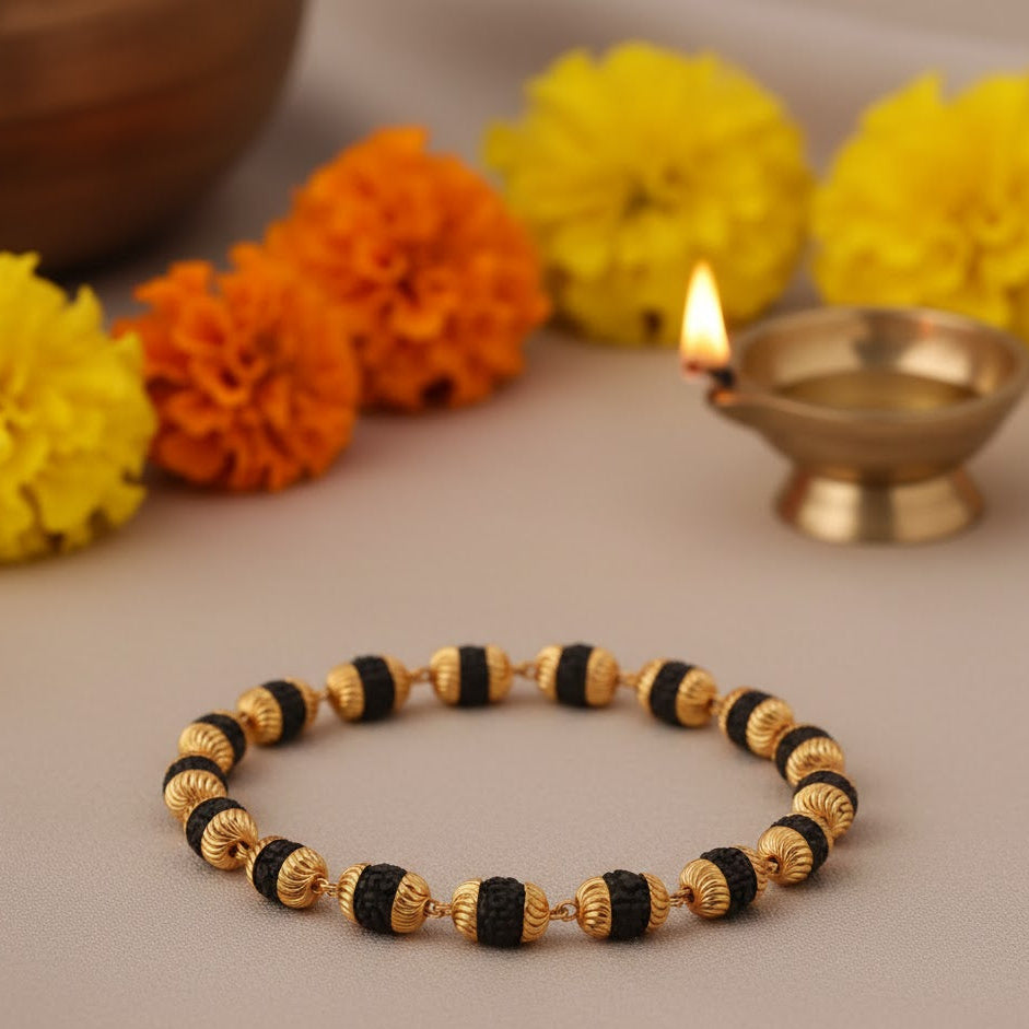 Gold Cap Karungali Bracelet