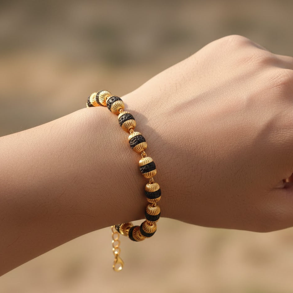 Gold Cap Karungali Bracelet