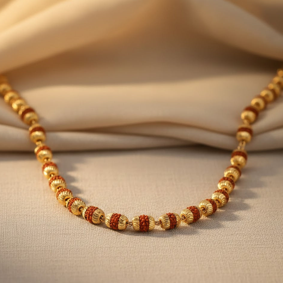 Gold Cap Rudraksha Mala