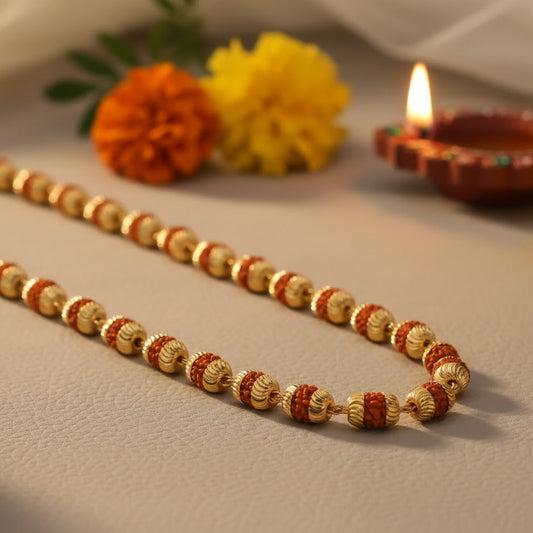 Gold Cap Rudraksha Mala