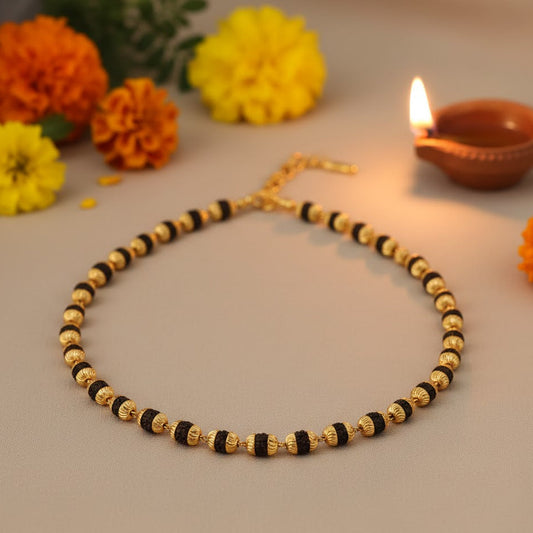 Gold Plated Cap Karungali Mala