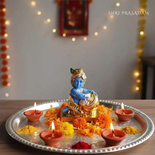 Gold Plated Makhan Krishna Idol