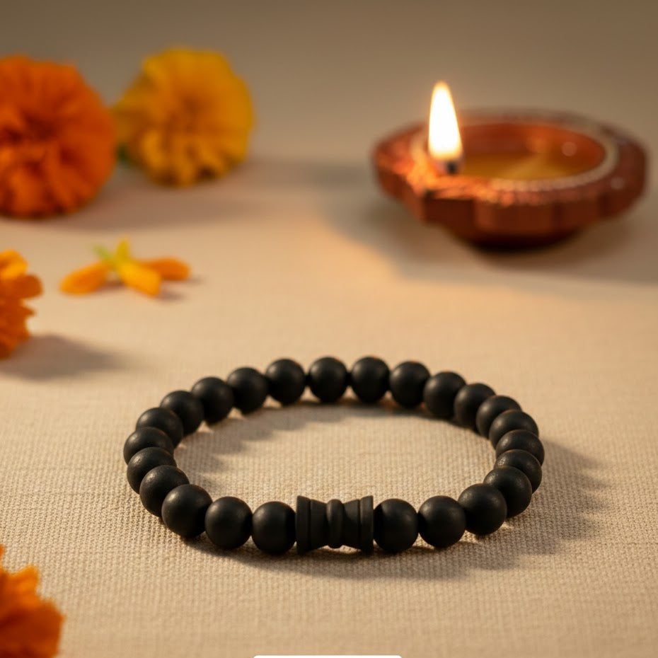 KARUNGALI DAMARU BRACELET - EBONY WOOD BEADS