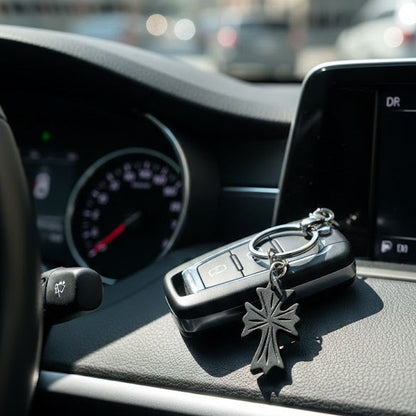 KARUNGALI WOOD CROSS KEYCHAIN