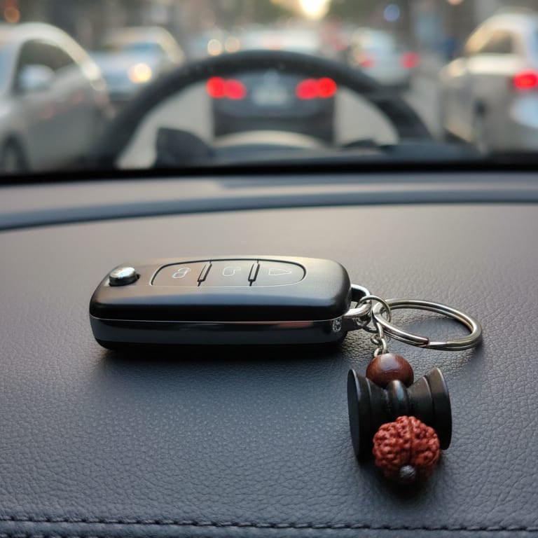 KARUNGALI WOOD DAMRU KEYCHAIN