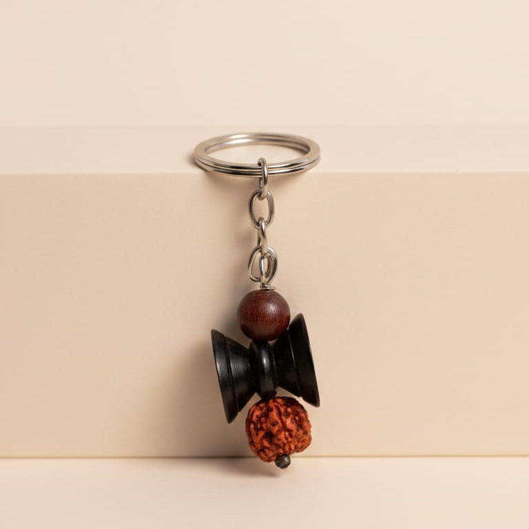 KARUNGALI WOOD DAMRU KEYCHAIN