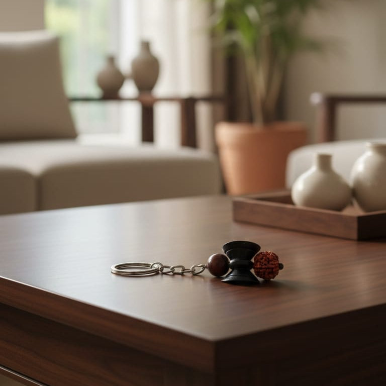 KARUNGALI WOOD DAMRU KEYCHAIN