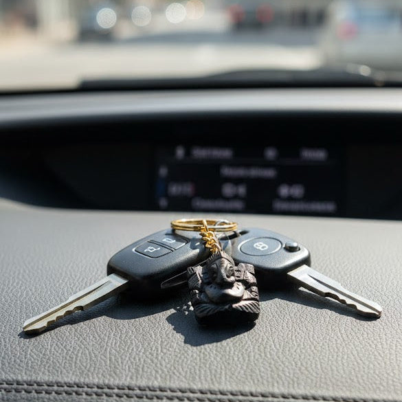 KARUNGALI WOOD GANESHA KEYCHAIN