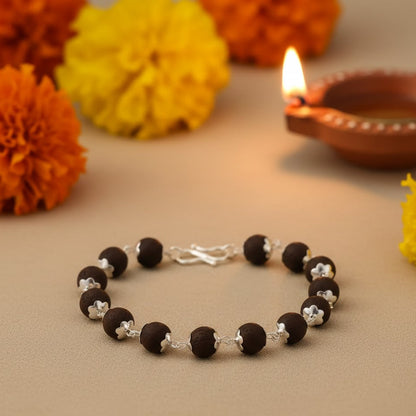 Karungali Bracelet with Silver Cap