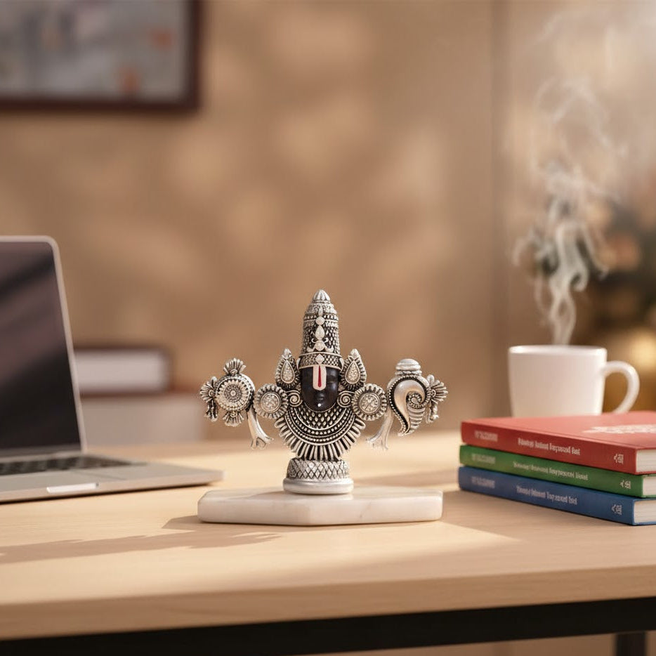 Lord Balaji Face Idol Silver-Plated