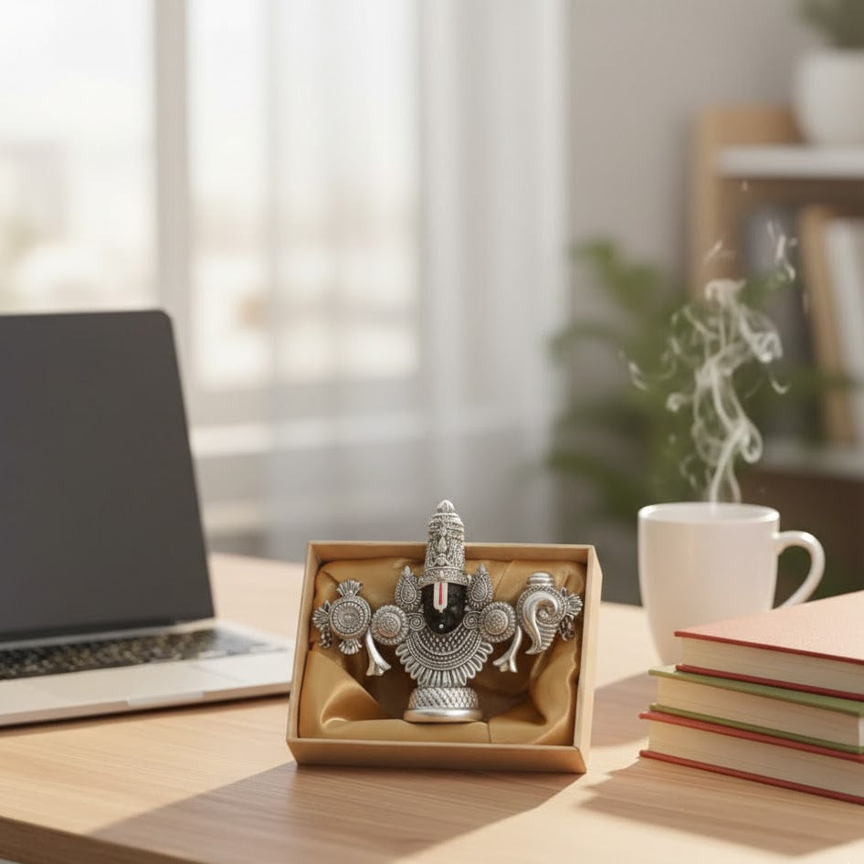 Lord Balaji Face Idol Silver-Plated