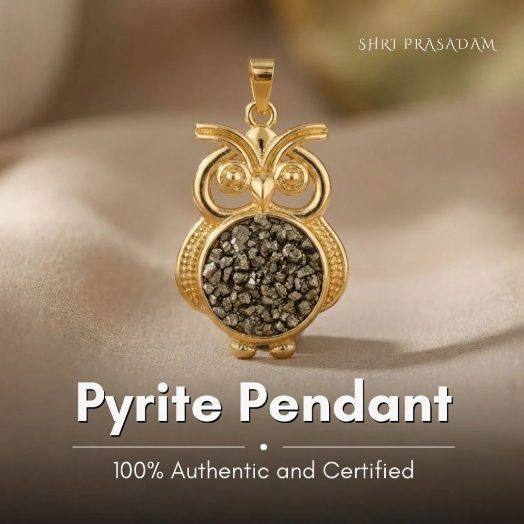 Gold Plated Owl Design Pyrite Pendant