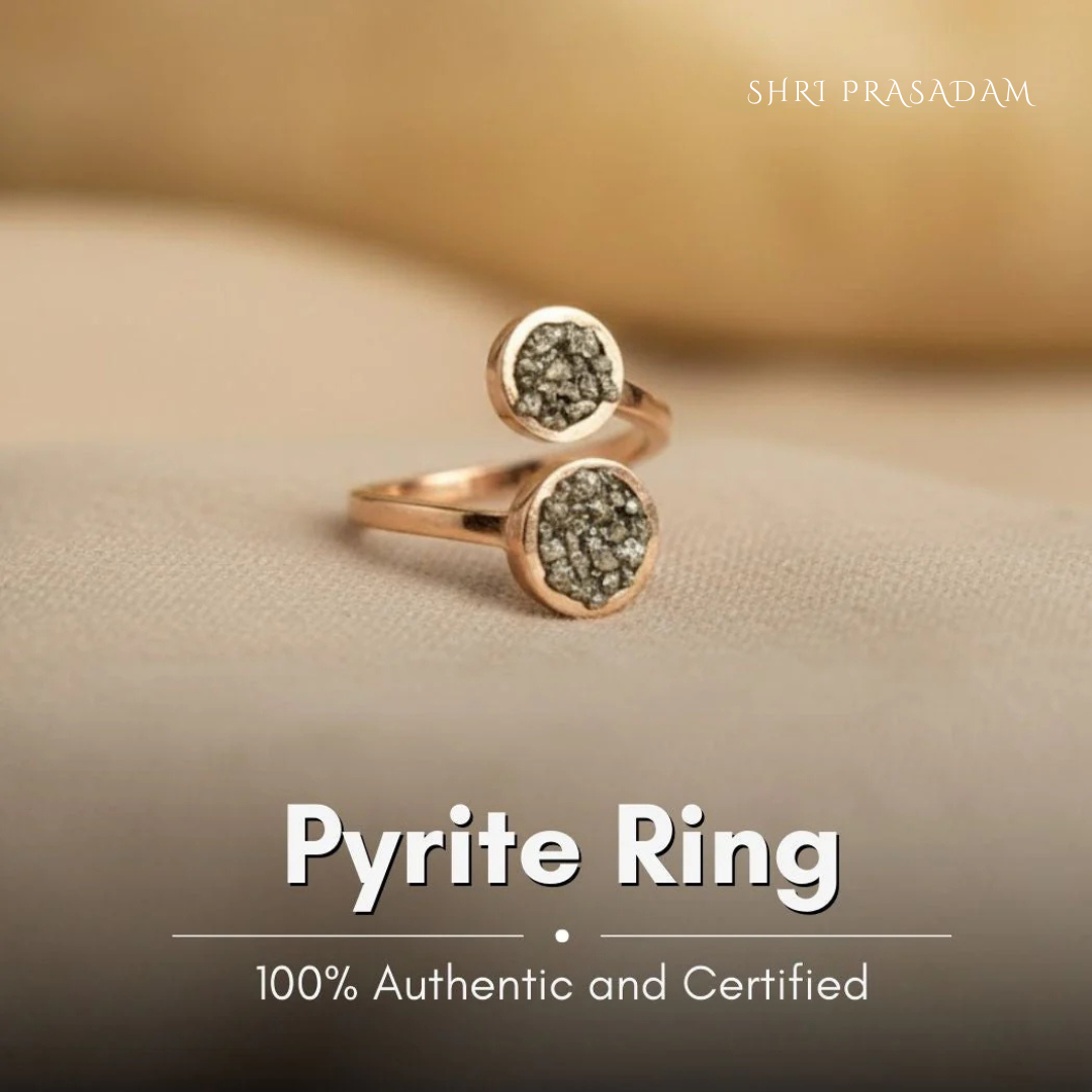 Gold Plated Natural Pyrite Ring