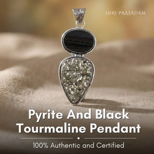 Natural Pyrite & Black Tourmaline Pendant