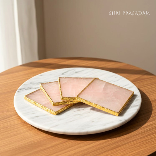 Rose Quartz Square Crystal Coasters