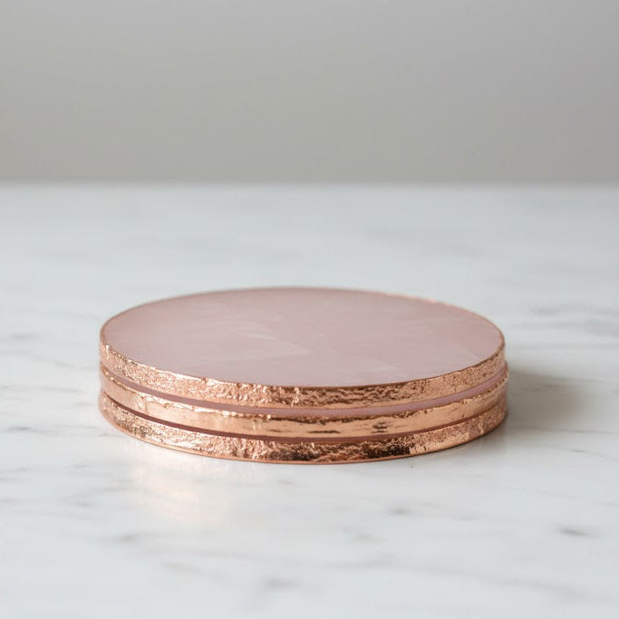 Rose Quartz Round Crystal Coasters