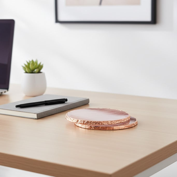Rose Quartz Round Crystal Coasters