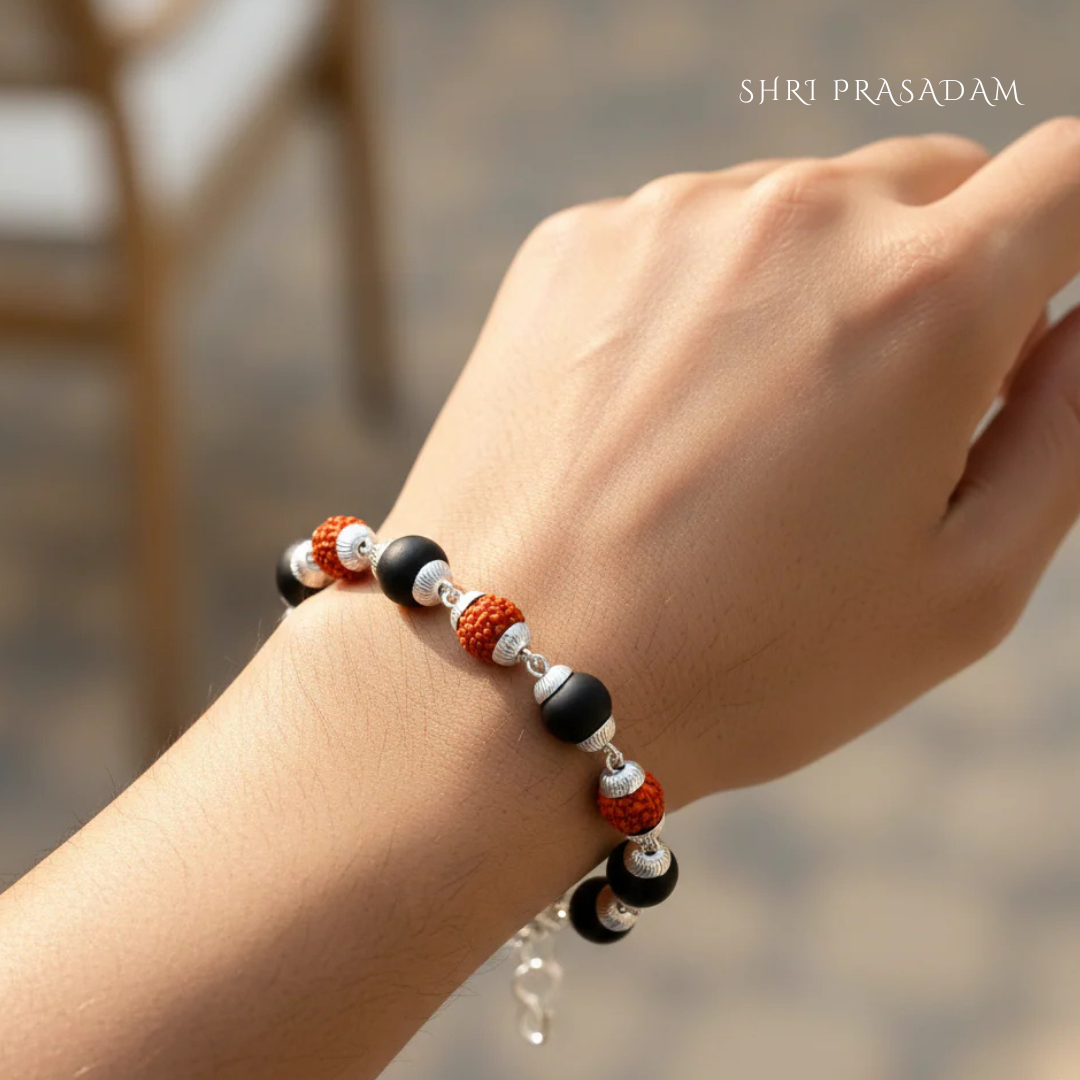 Rudraksha Karungali Bracelet Silver Plated