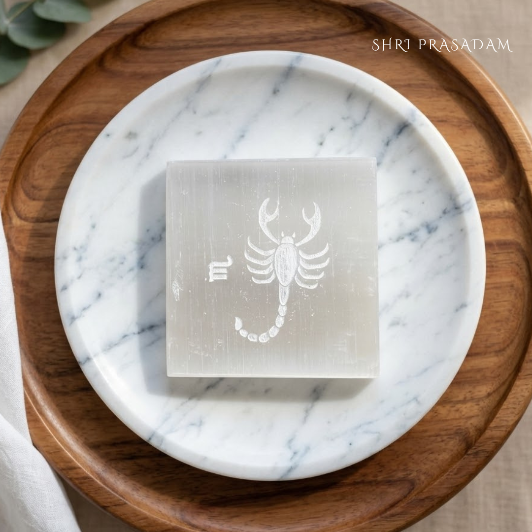 Scorpio Zodiac Carved Selenite Plate