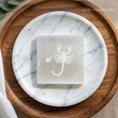 Scorpio Zodiac Carved Selenite Plate