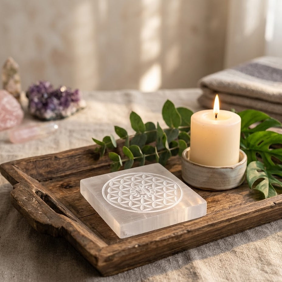 Selenite Charging Plate with Eye of Horus