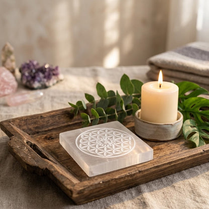 Selenite Charging Plate with Eye of Horus