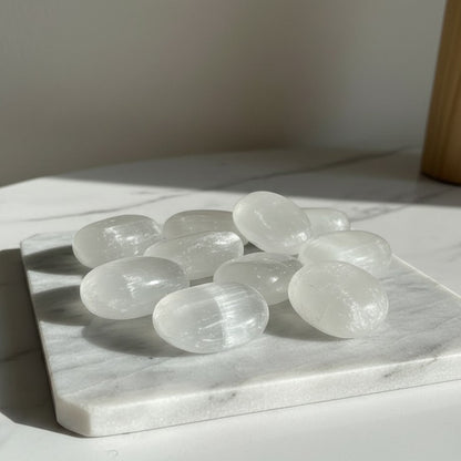 Selenite Palm Stone