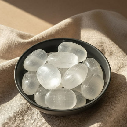Selenite Palm Stone