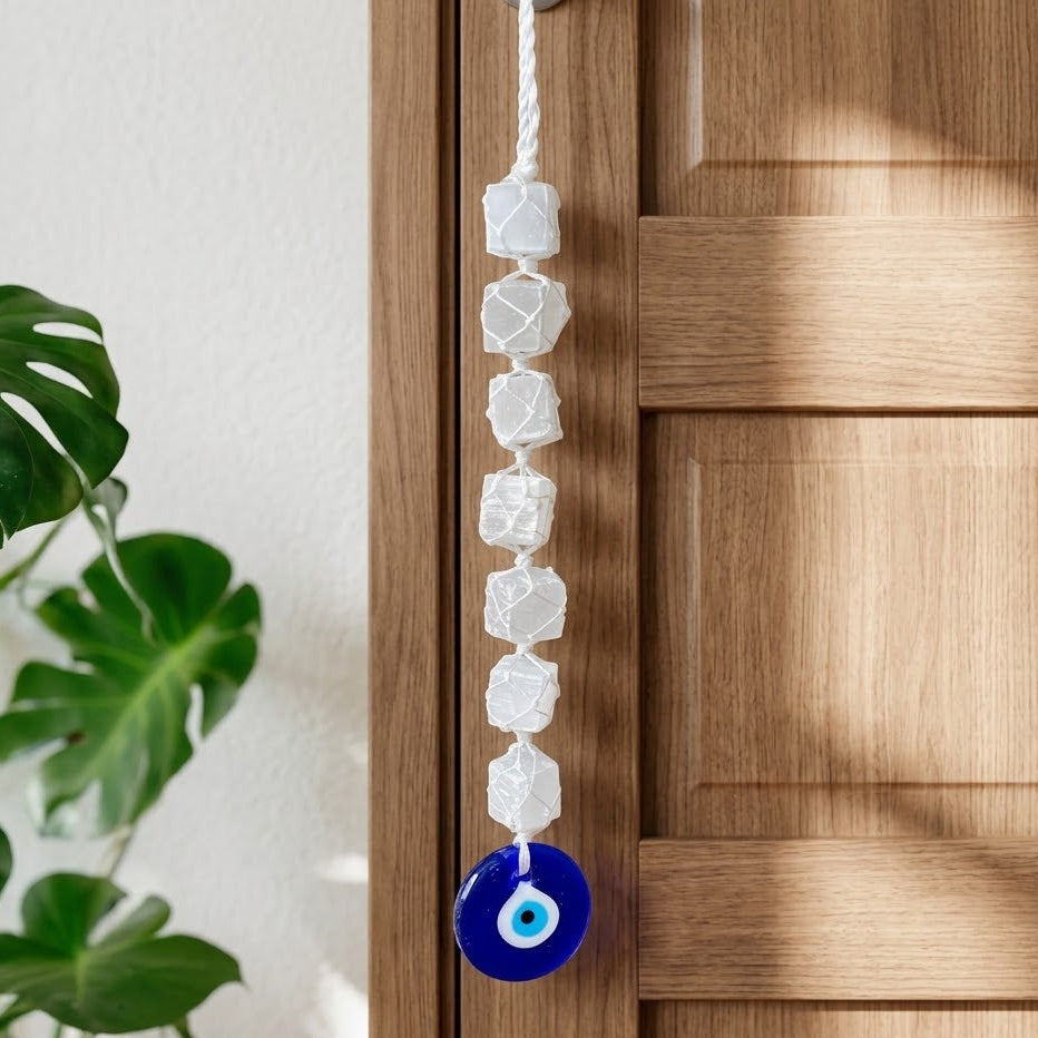 Selenite with Evil Eye Protection Hanger