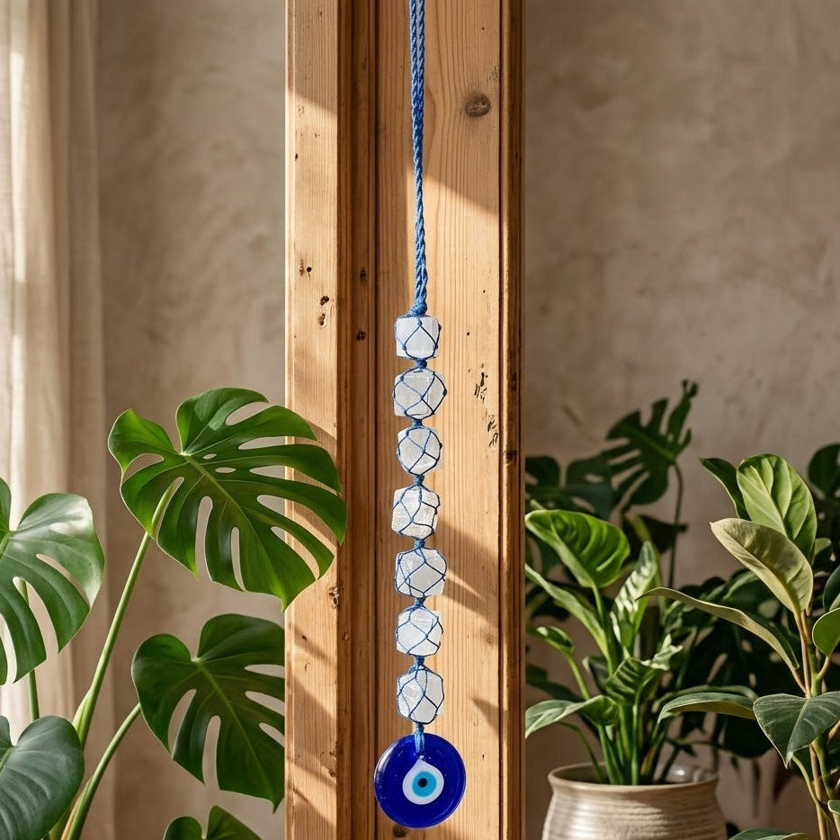 Selenite with Evil Eye Protection Hanger