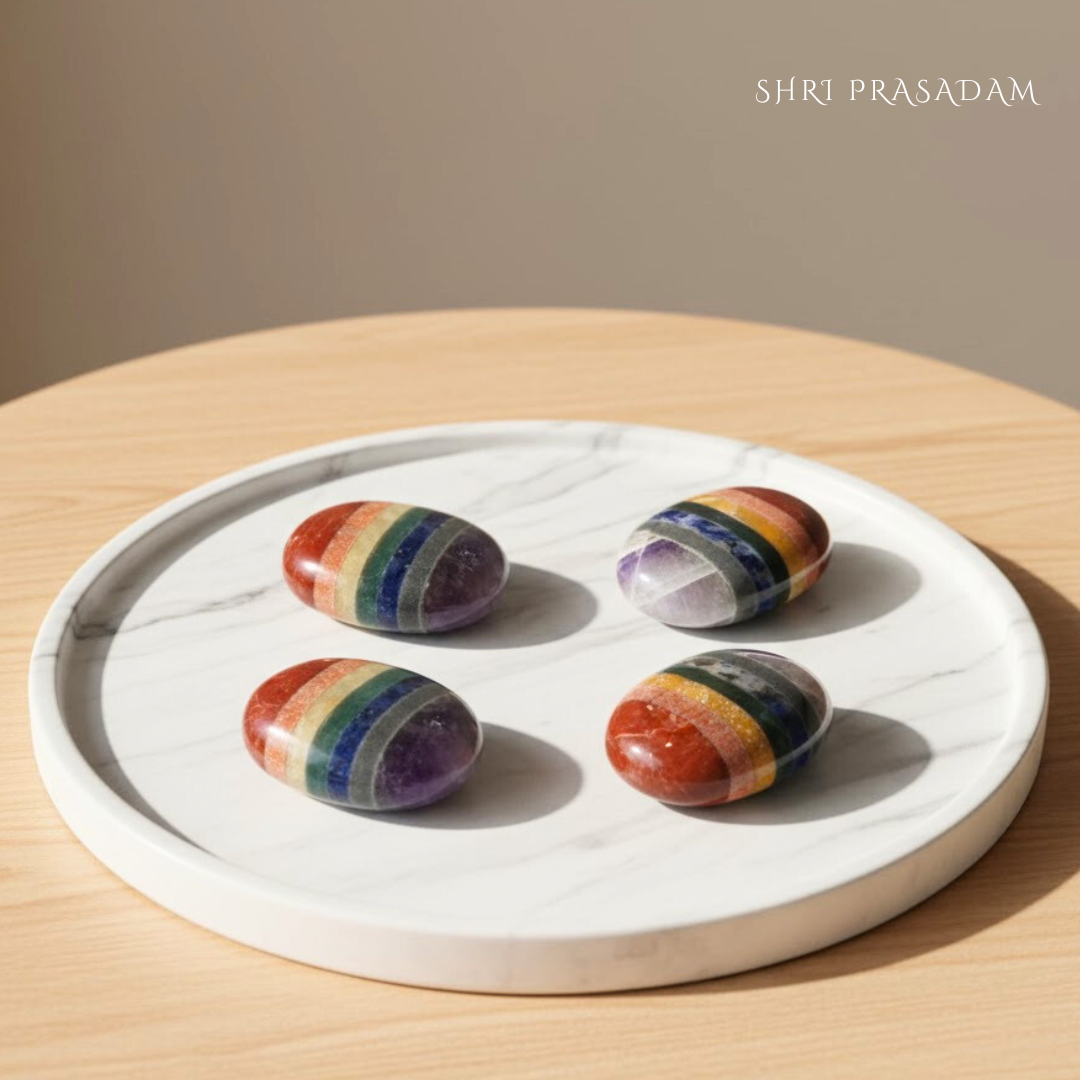 Seven Chakra Bonded Palm Stones