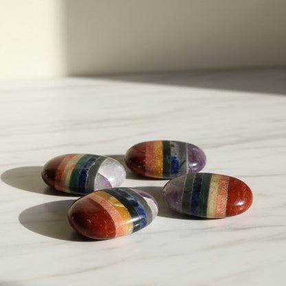 Seven Chakra Bonded Palm Stones
