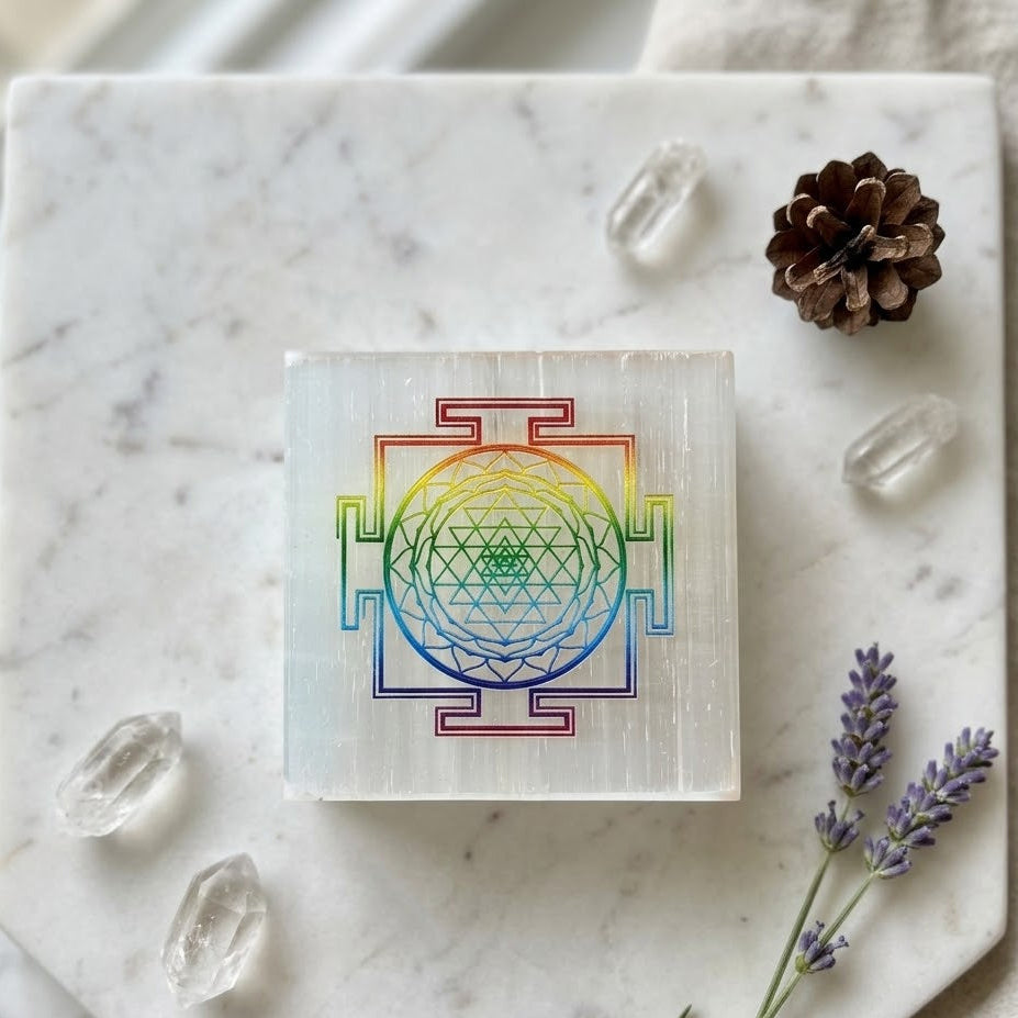 Shree Yantra Selenite Charging Plate