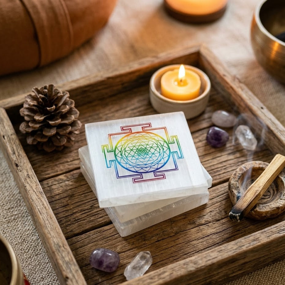 Shree Yantra Selenite Charging Plate