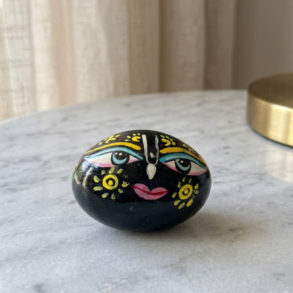 Shreenathji Face Painted Shaligram Stone