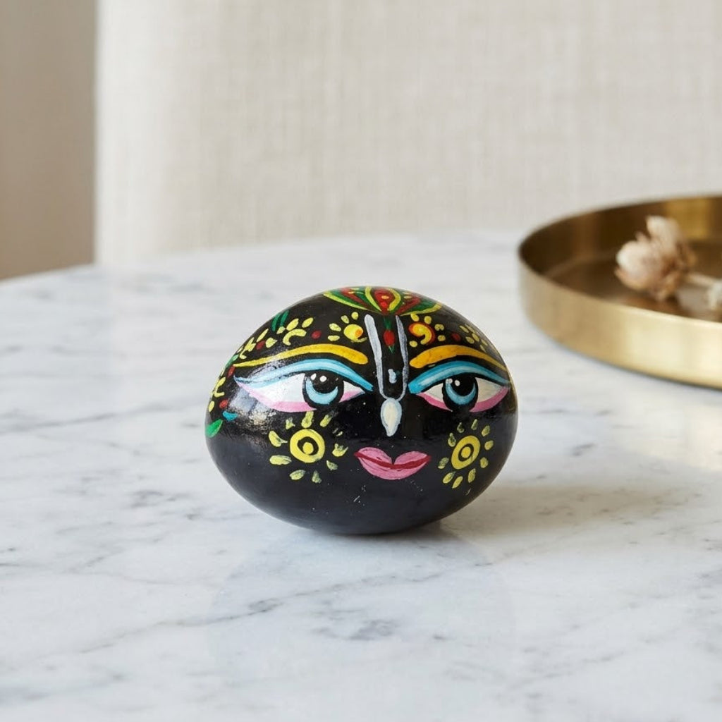 Shreenathji Face Painted Shaligram Stone