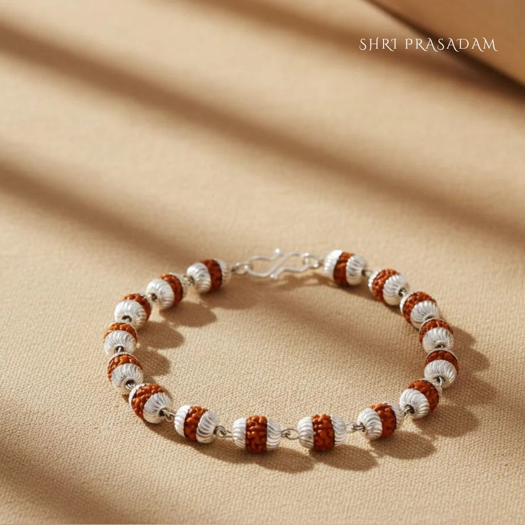 Silver Cap Rudraksha Bracelet