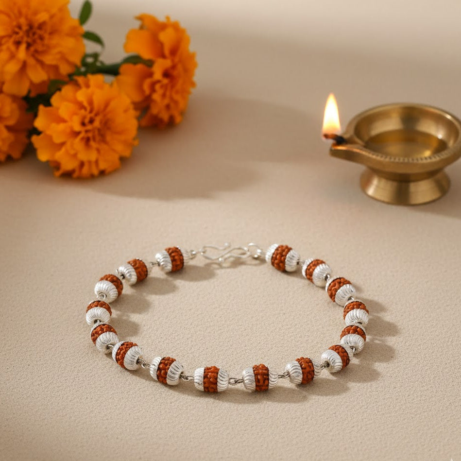 Silver Cap Rudraksha Bracelet
