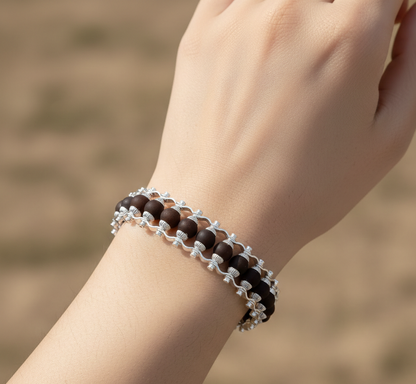 Silver Plated Karungali  bead bracelet